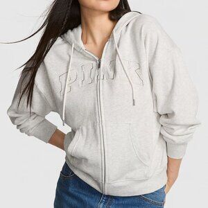 PINK x VS Ivy Campus Fleece in Shimmery Heathered Light Grey NWT, XL